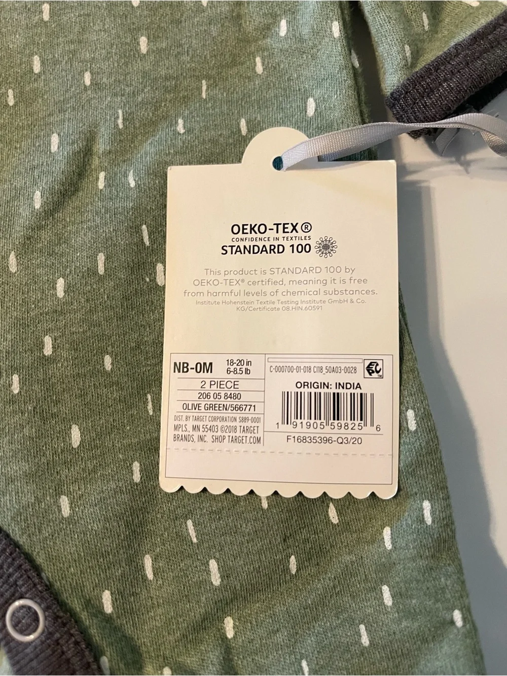 NWT- 2 piece-Organic Green Snap Baby One-Piece Romper